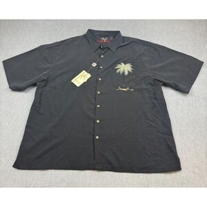 Bamboo Cay Shirt Mens 4XL Black Peekaboo Palm Embroidered Camp Button Up‎ NWT